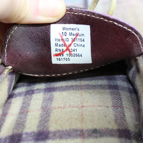 LL Bean Handsewn Purple Leather Flannel Lined Moccasins Slippers 10 M - Picture 7 of 9